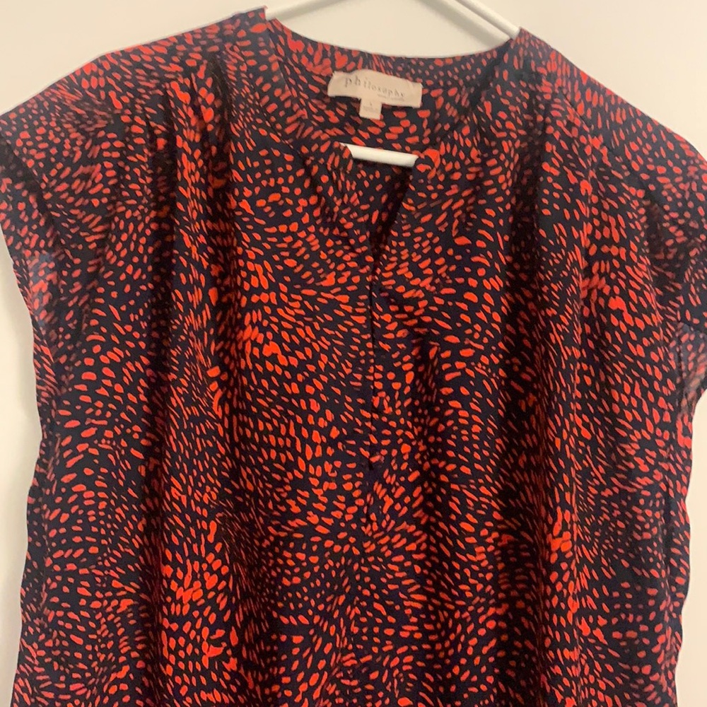 Red and navy leopard print blouse